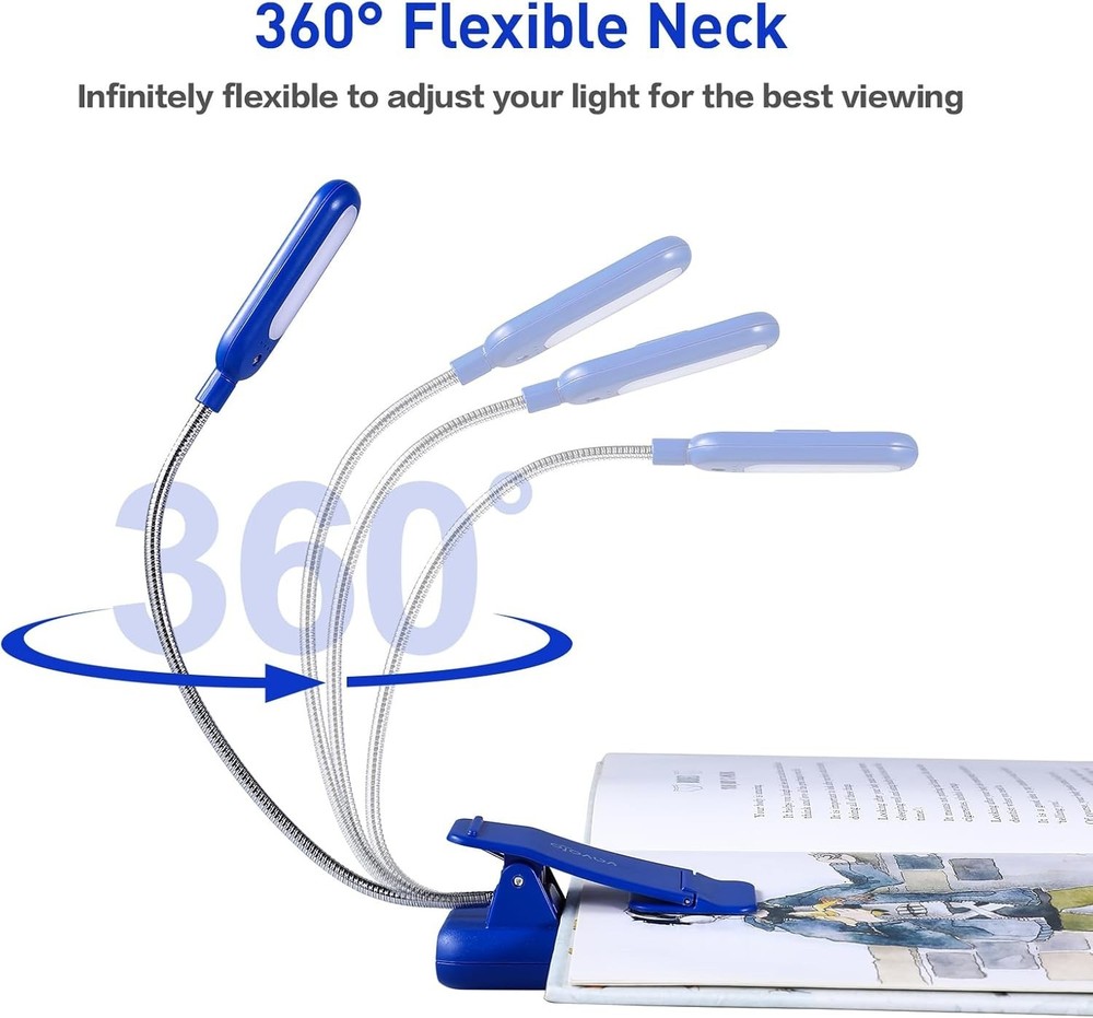 Portable LED Reading Light: Dimmable, Adjustable & Rechargeable for Comfort