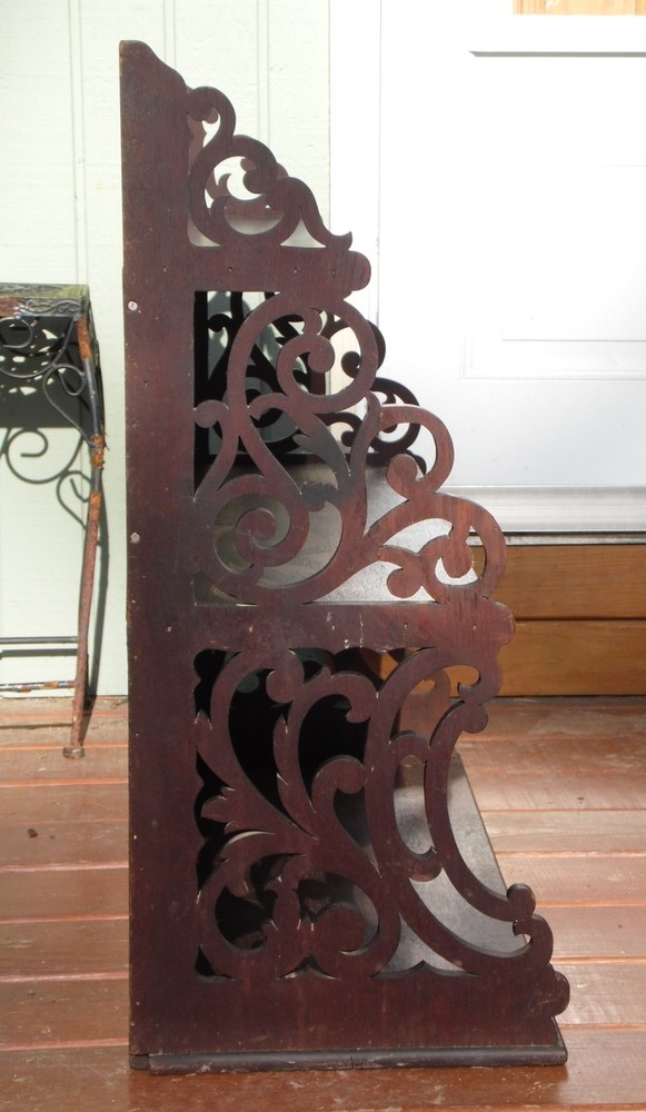 Antique Victorian Solid Walnut Shelf Bookcase Wall Shelf Hanging Fretwork Shelf
