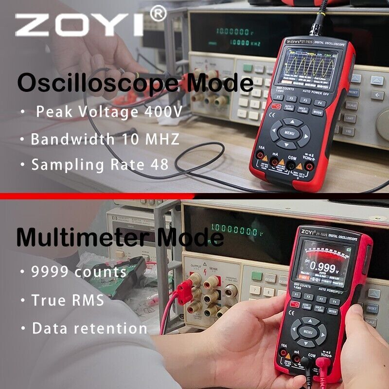 Handheld 2 in 1 Oscilloscope Multimeter Capacitance Resistance Tester Waveform