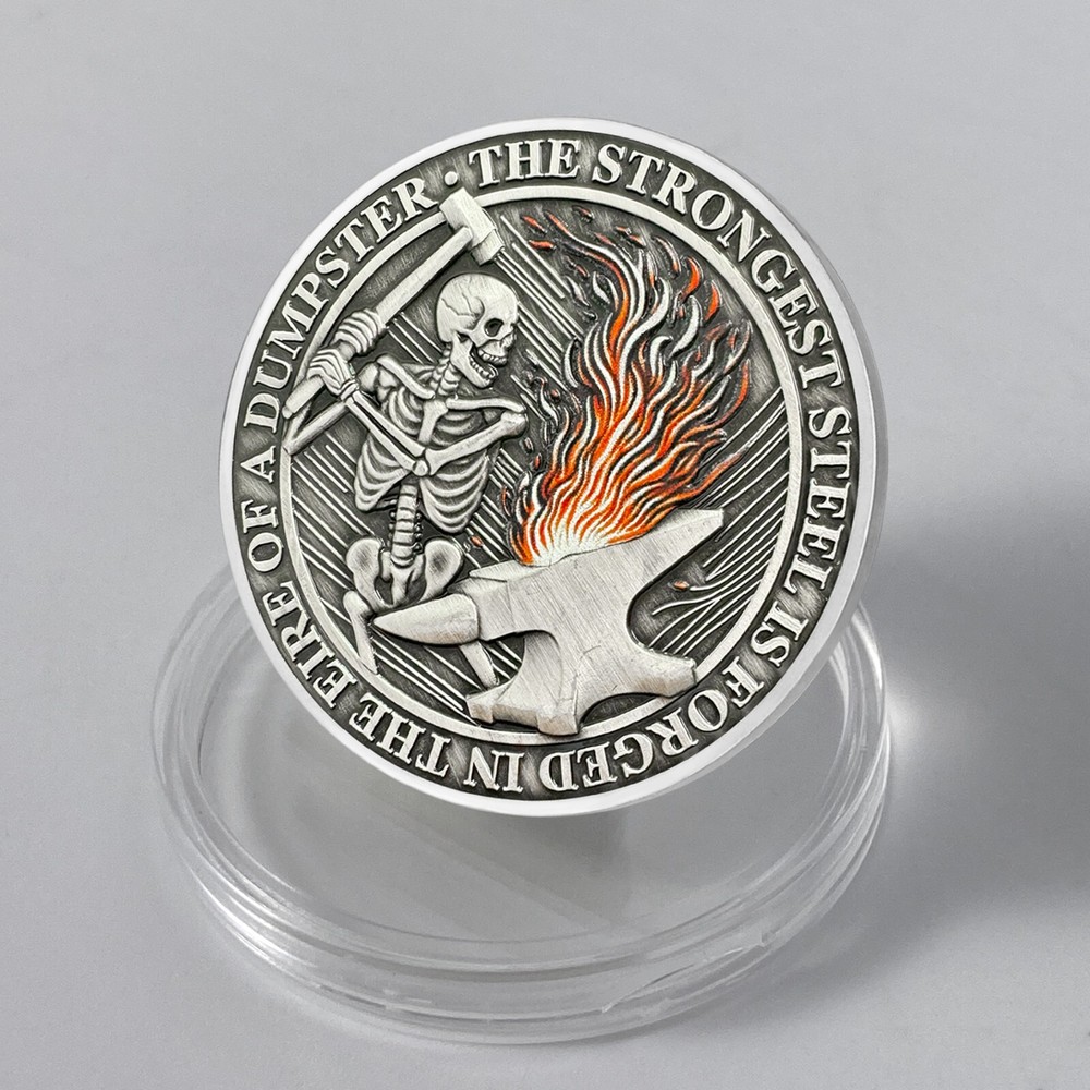 30pcs Everything Is Fine Skeleton Dumpster Fire Challenge Coin Humor Thanks Gift