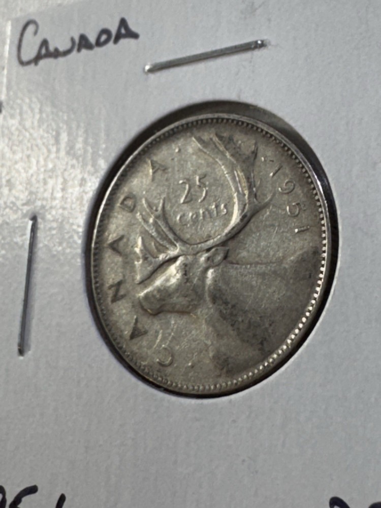 1951 Canada 25 Cents Silver Coin