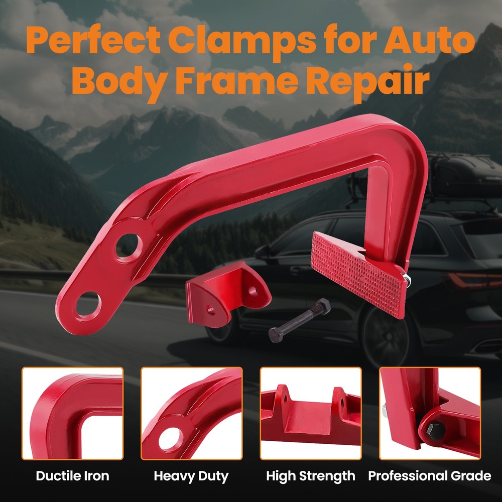 6 Ton Deep Hook Auto Body Frame Jumbo Hook Set Pulling Clamp Chassis Dent Puller