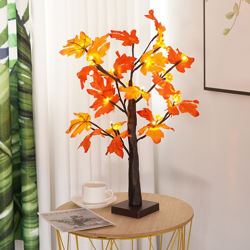 24in Fall Maple Tree With 24 LEDs Soft Light For Xmas
