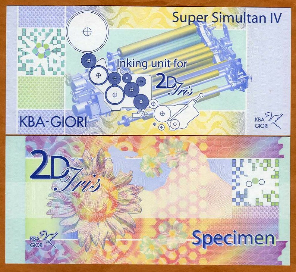 KBA GIORI, Test / Advertising note / Specimen Super Simultan VI