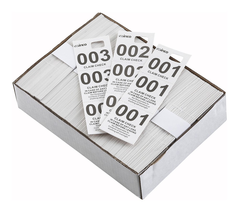 Coat Check Tickets, White, 500pcs/box (10 Box)