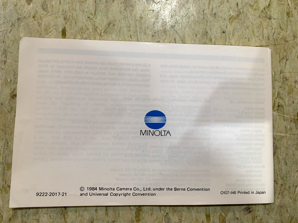 MINOLTA X-700 INSTRUCTION MANUAL BOOK