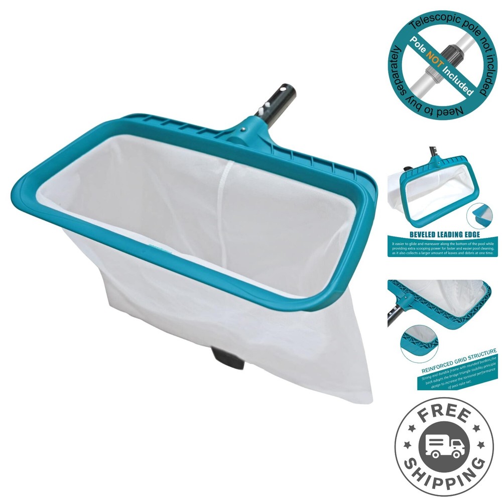 Versatile Heavy Duty Pool Leaf Rake with Universal Pole Holder for Deep Cleaning