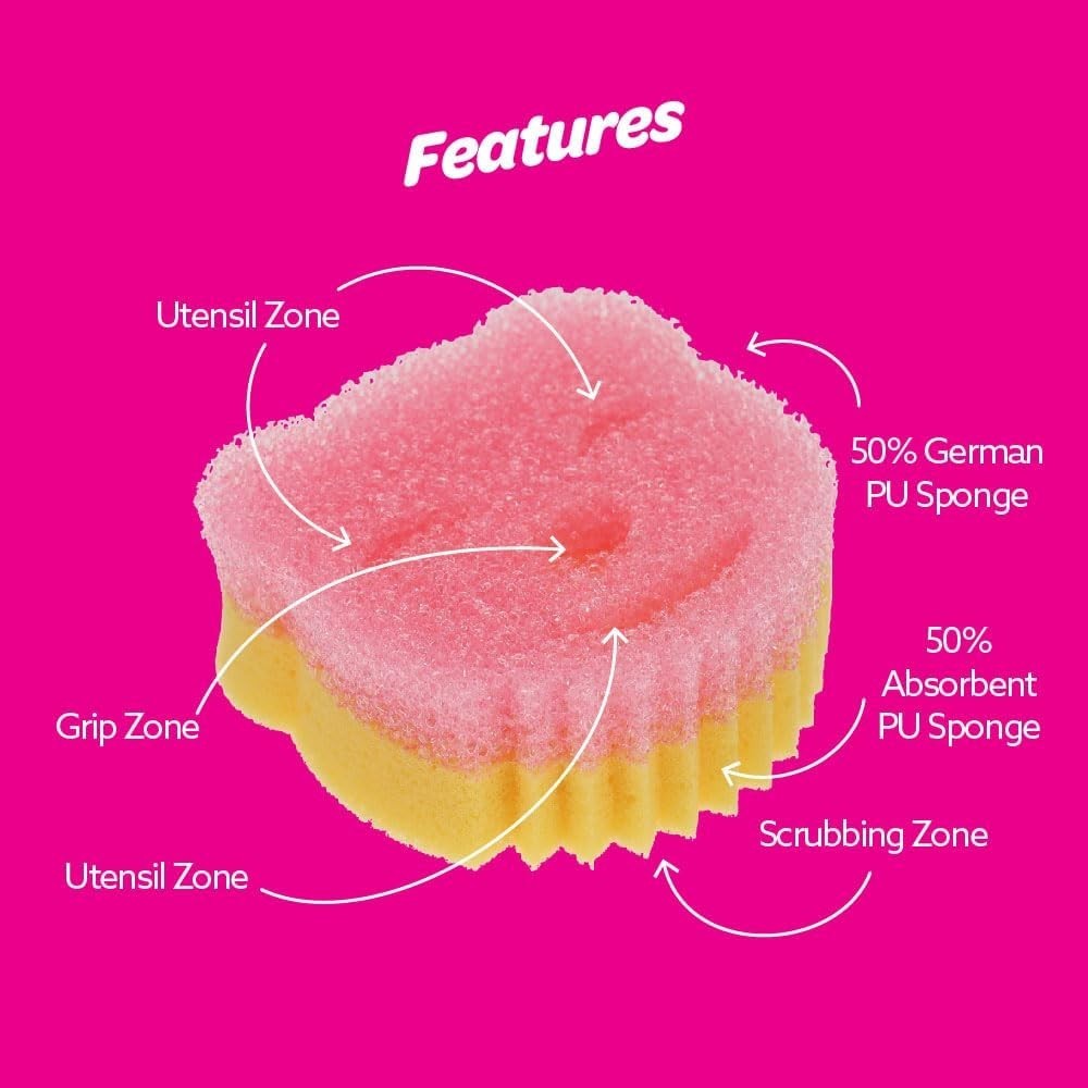 White Magic Scrubtastic Scrub & Wipe Sponge Duo 3 Pack – Dual-Action