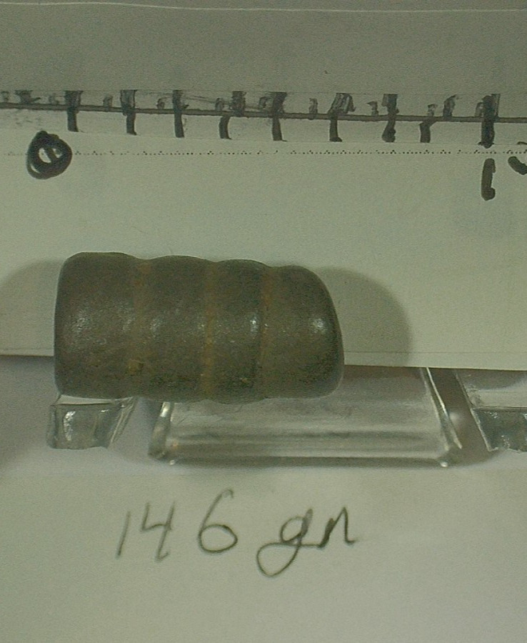 PRE-OWNED FLAT HEAD BULLET OR WADCUTTING PROJECTILE SLUG ARTIFACT-146 grain