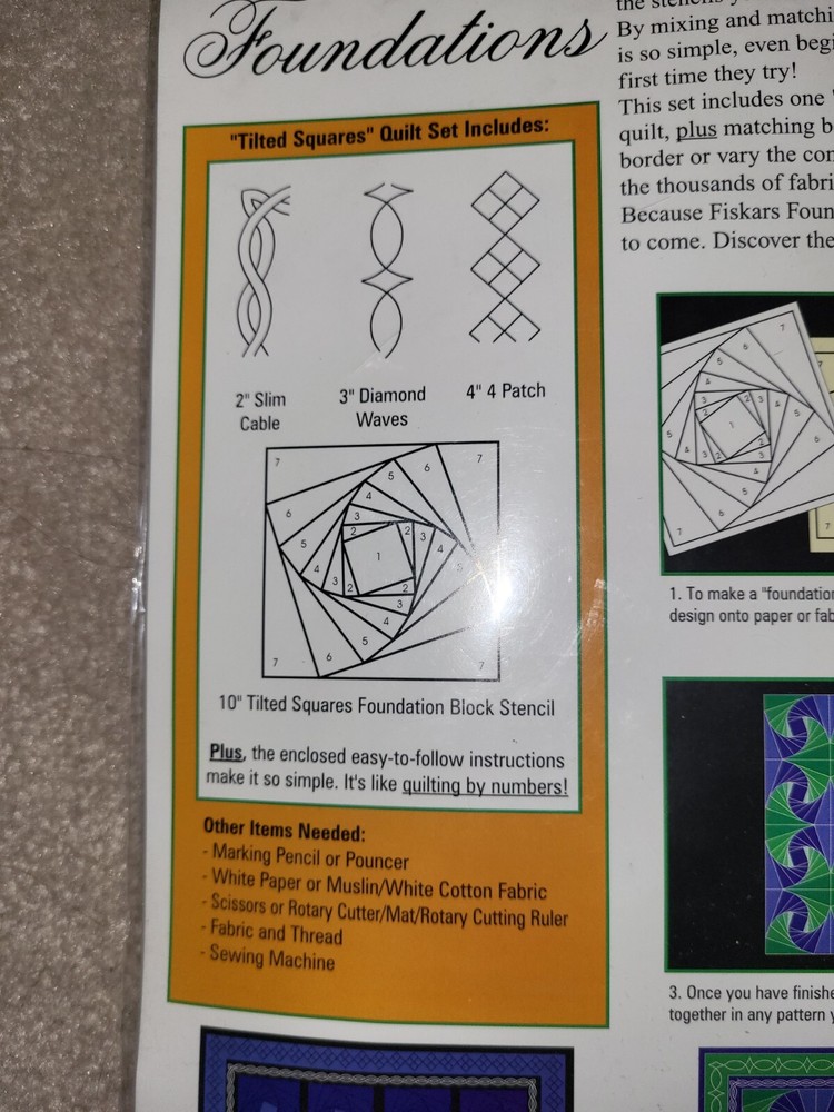 Fiskars Foundations Tilted Squares #8443 Complete Quilt Stencil Set