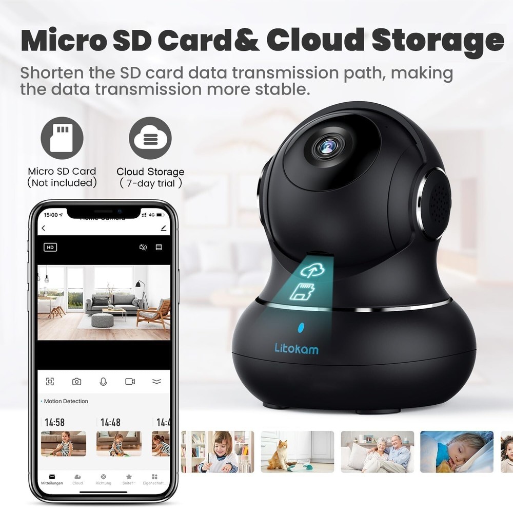 litokam 2K Indoor Security Camera, 360° Cameras