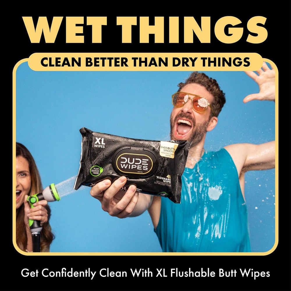 DUDE Wipes - Flushable - 3 Pack, 144 Count 48 (Pack of 3), Black