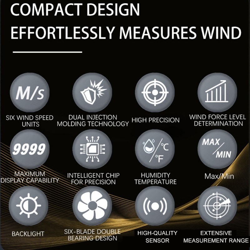 Professional Handheld Anemometer LCD Strong Design Wind Measurement Tool