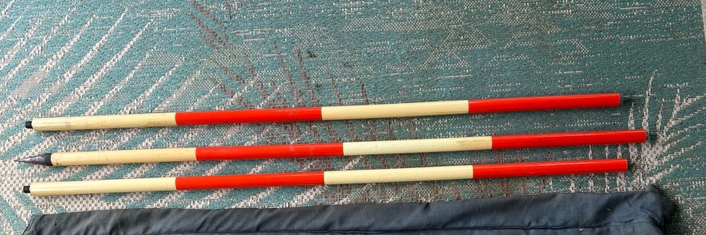 Range Pole Red White Surveying , 3- 4’ Sections 12’ With Canvas Case, Excellent