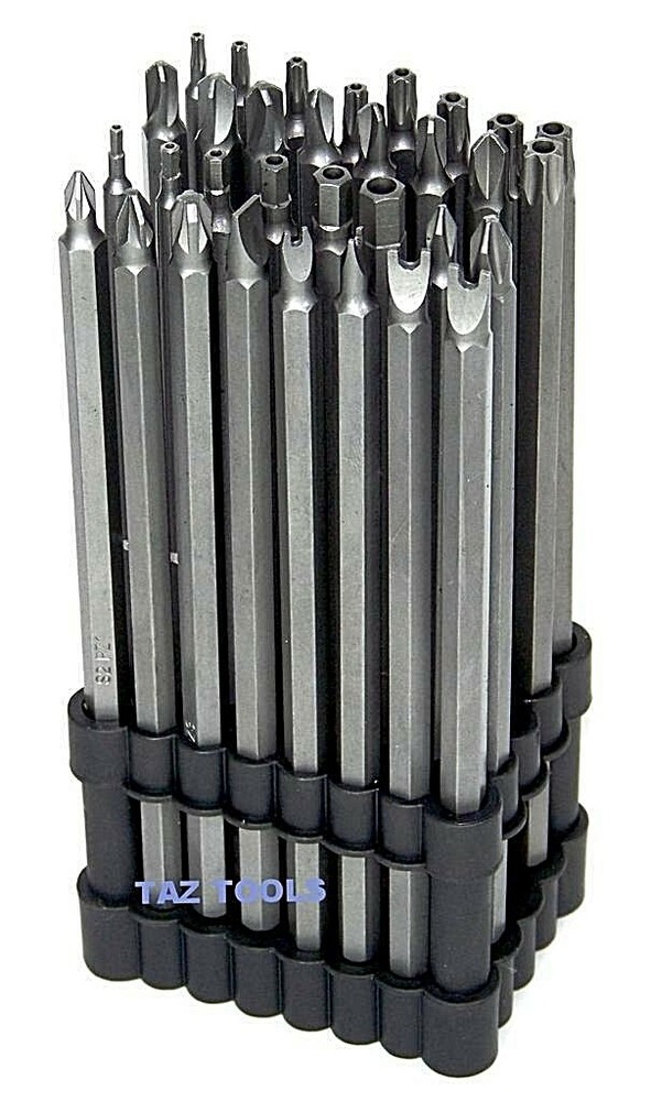 32 pcs  Extra Long Security Bit Tamper Proof Torx Star Tri Wing Pozi Screwdriver