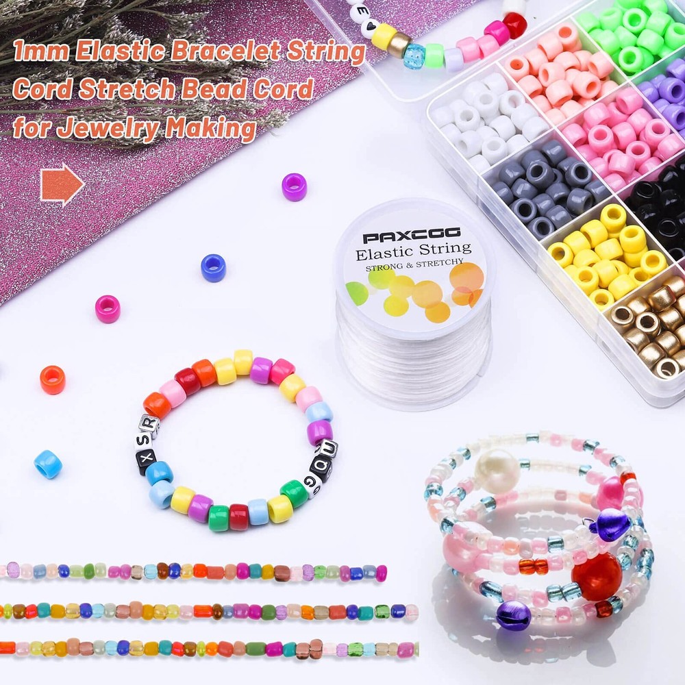 1mm Elastic Bracelet String 328Ft Stretchy Bracelet String for Jewelry Making