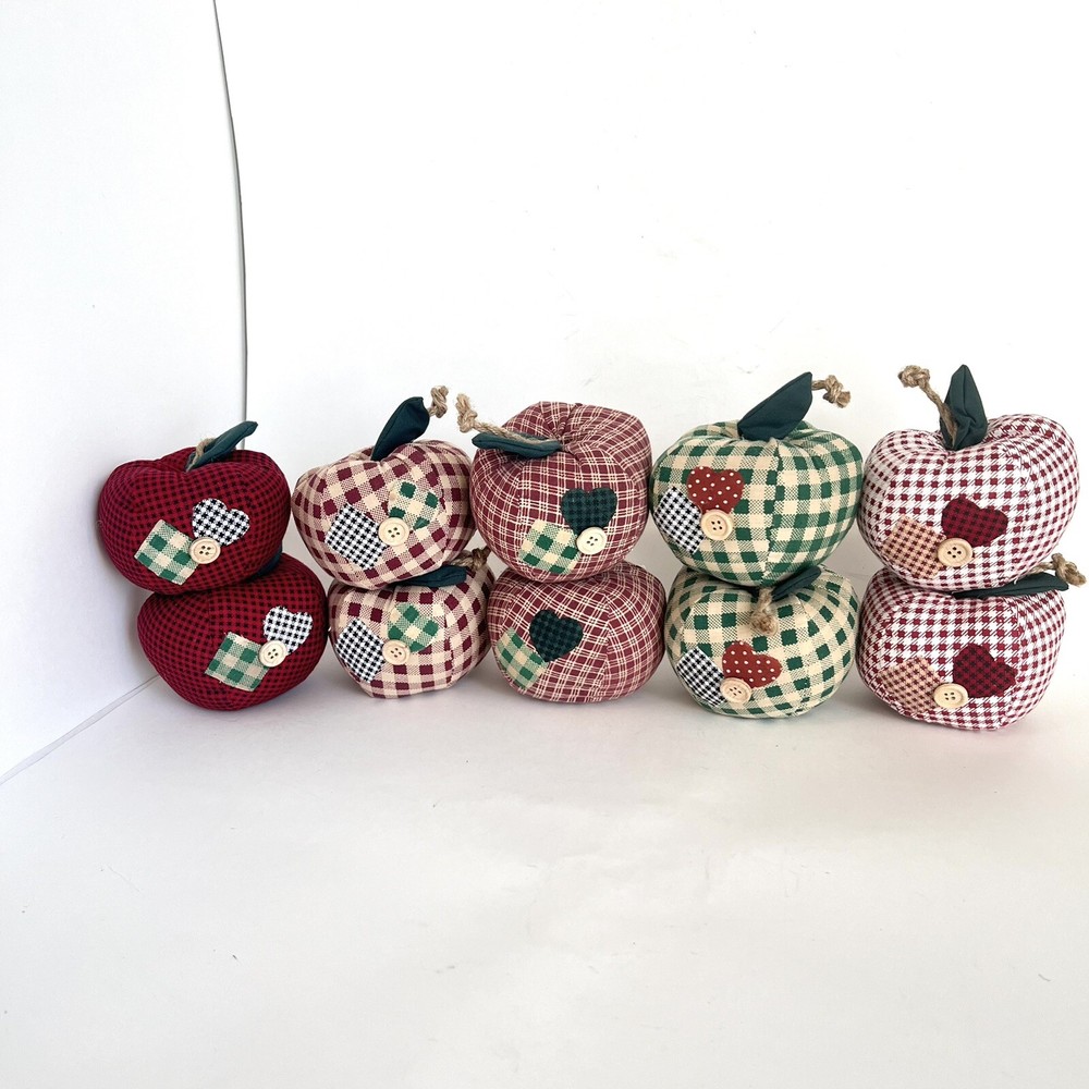 10 Vintage Apples Fabric Patchwork Multi-Colored Fall Harvest Cottagecore