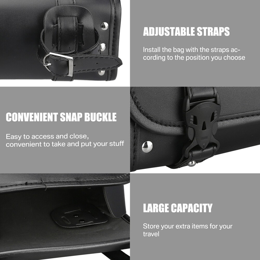 Motorcycle Front Fork Tool Bag Pouch Storage Luggage SaddleBag Leather Handlebag