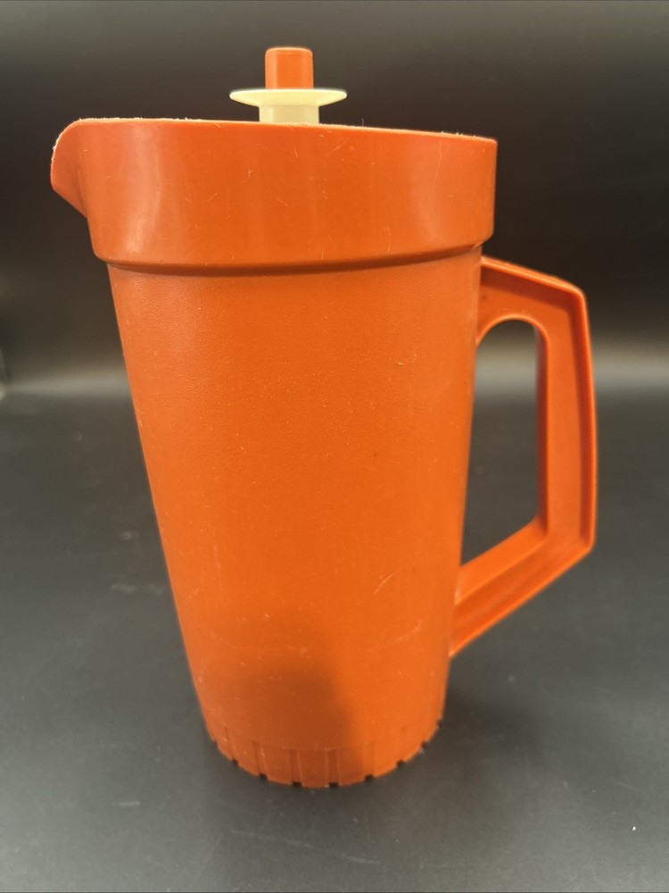 Tupperware Orange 2 Quart Pitcher & Slim Tall Liquid Container W/ Pour Spout