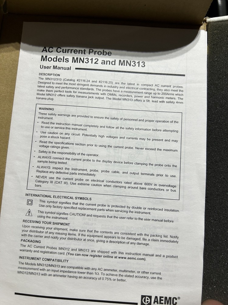 AEMC MN313 AC Current Probe