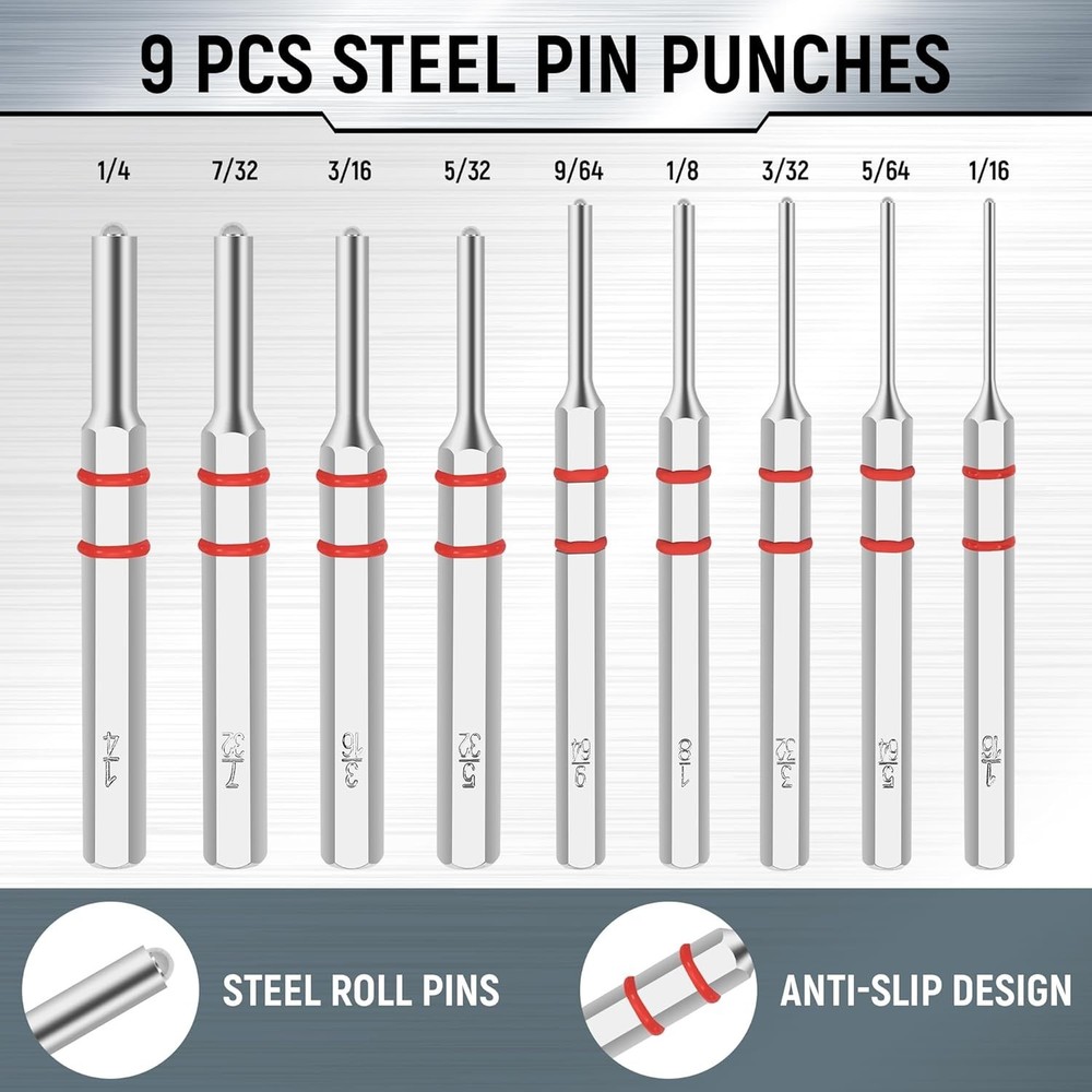Versatile Steel Punch Tool Set: Includes Hammer, Bench Block & Sizes Galore