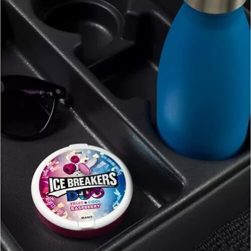 ICE BREAKERS DUO Raspberry fruit + Cool Sugar Free 1.3 oz Tins, 8 Count