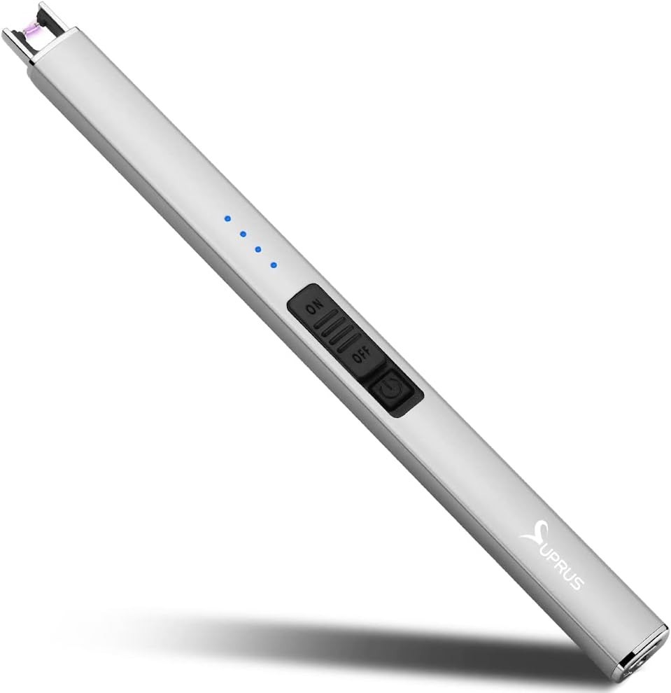 Electric Lighter Arc Windproof Flameless USB Rechargeable Silver