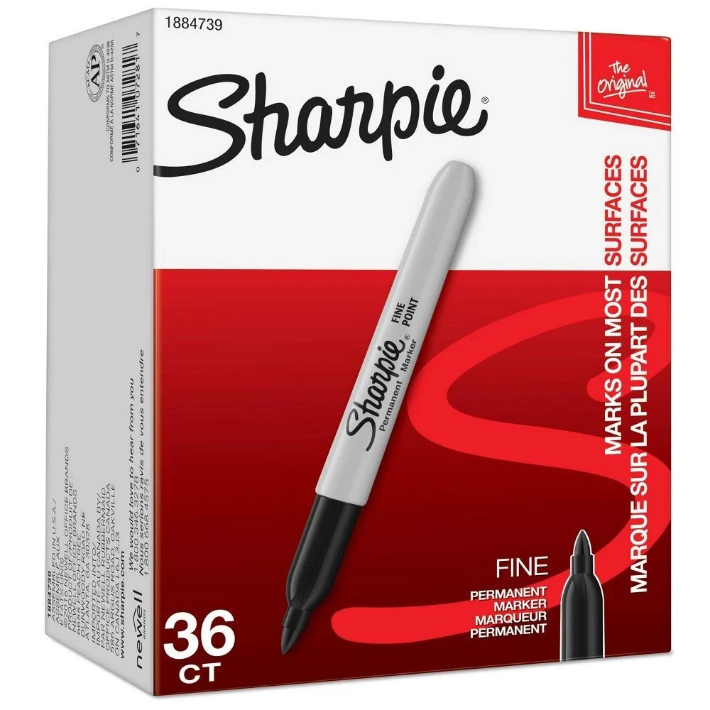 Sharpie Fine Tip Permanent Markers, Black, 36 Pack 1884739