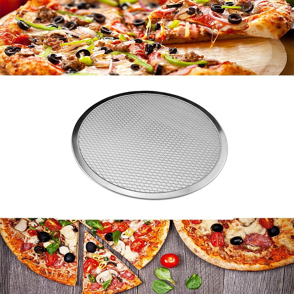2 Pcs Pizza Pan Baking Pan Net for Home Shop (Silver 11 Inches)