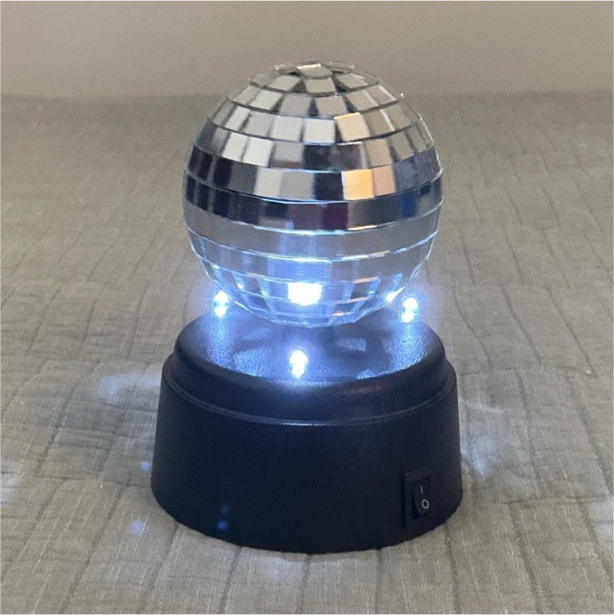 LED Mirror Ball Effect Light, Mini Disco Ball -  Compact, 4 White Lights