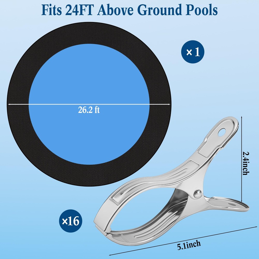 Pool Leaf Net Cover for Above Ground Pools, Round Fit 24' (Round), Black