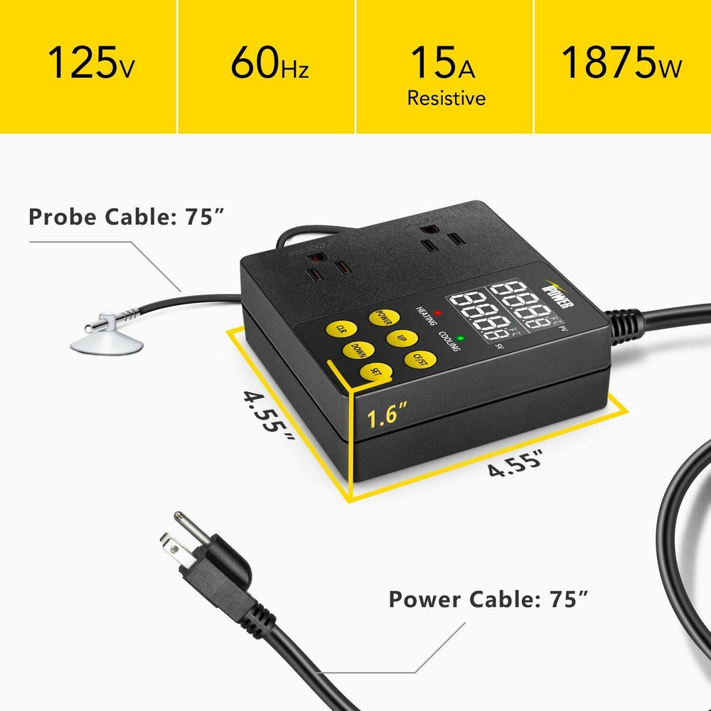 iPower Professional Digital Heating and Cooling Temperature Controller 1875W