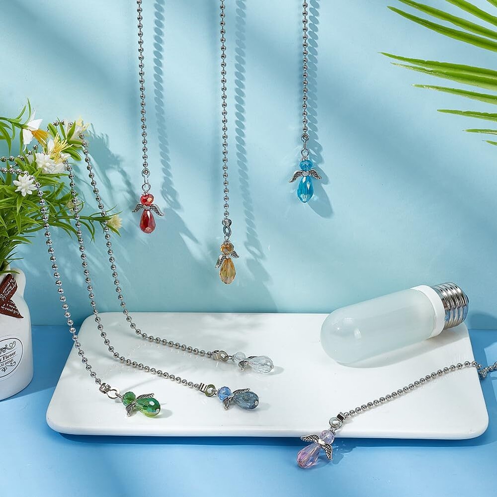 7PCS Multi-Color Crystal Fan Pull Chains Angel Extenders for Lights Durable