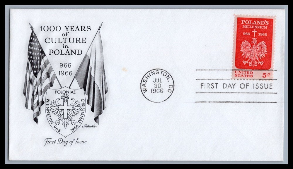 US FDC # 1313 5c Poland Artmaster   1966, 9E353