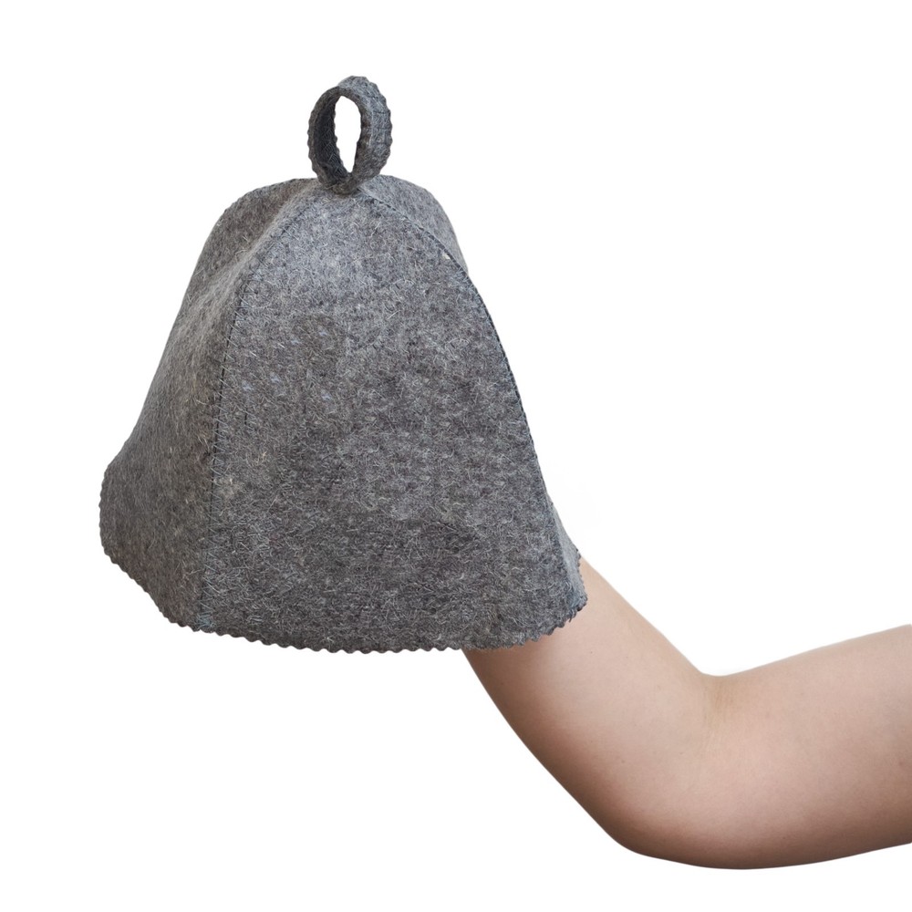 2 Sauna Hats natural wool - matching set for couples