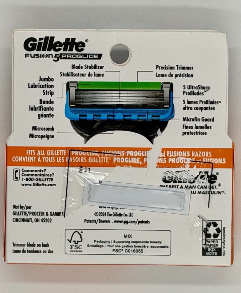 Gillette Fusion5 ProGlide Razor Refills 4 Pack New Sealed Shelf Pull