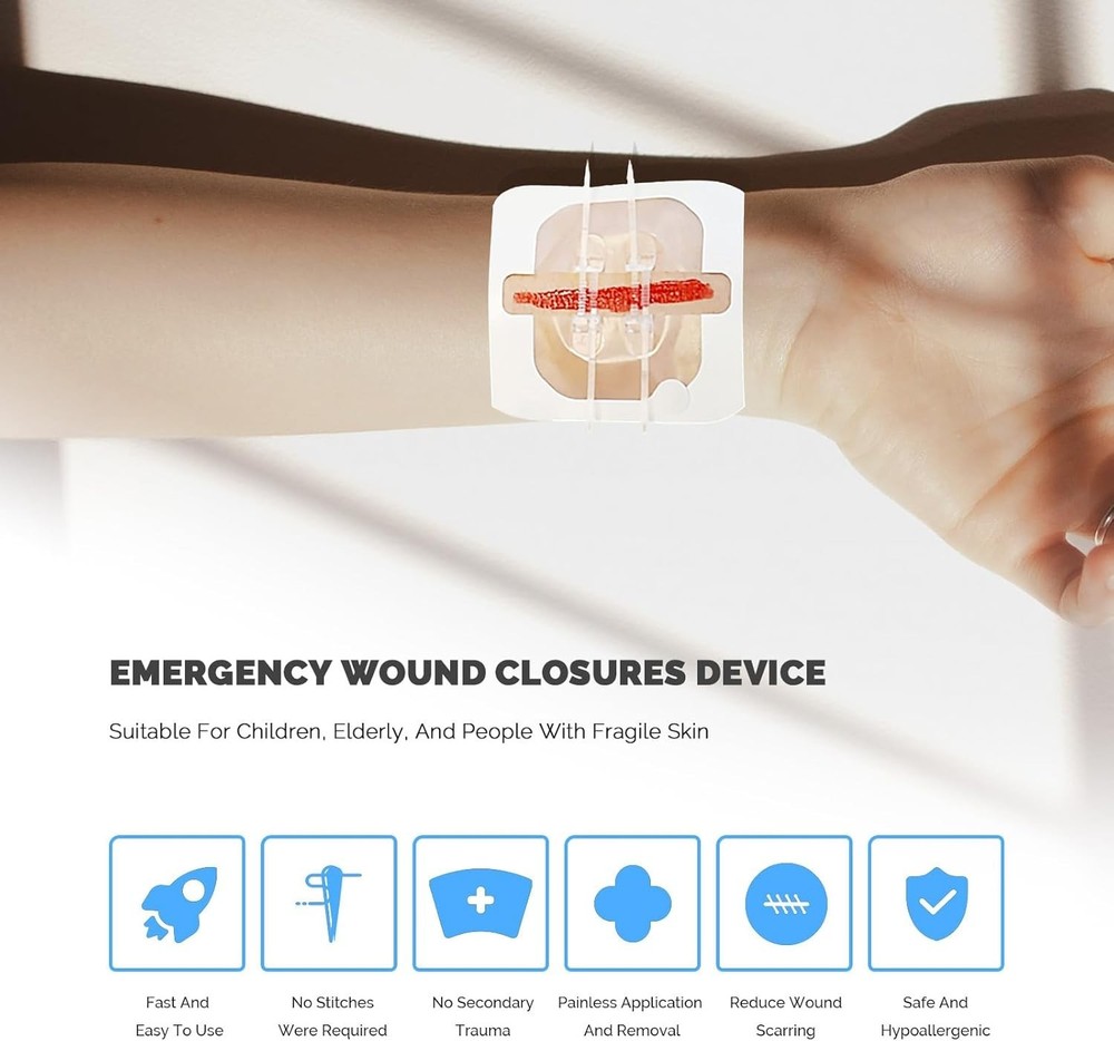Zip Stitch Emergency Wound Closure Strips - 2Pcs Laceration Closure Kit Closures