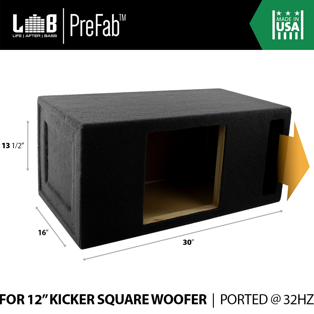 Custom-Ported Box w/ Double MDF Face for 12” Kicker Square L7 Sub (2 ft³ @ 32Hz)