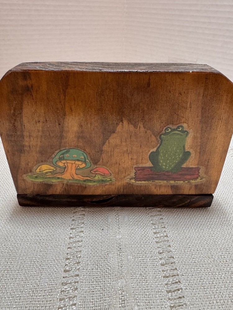 Vintage Wood Mushroom Letter Holder