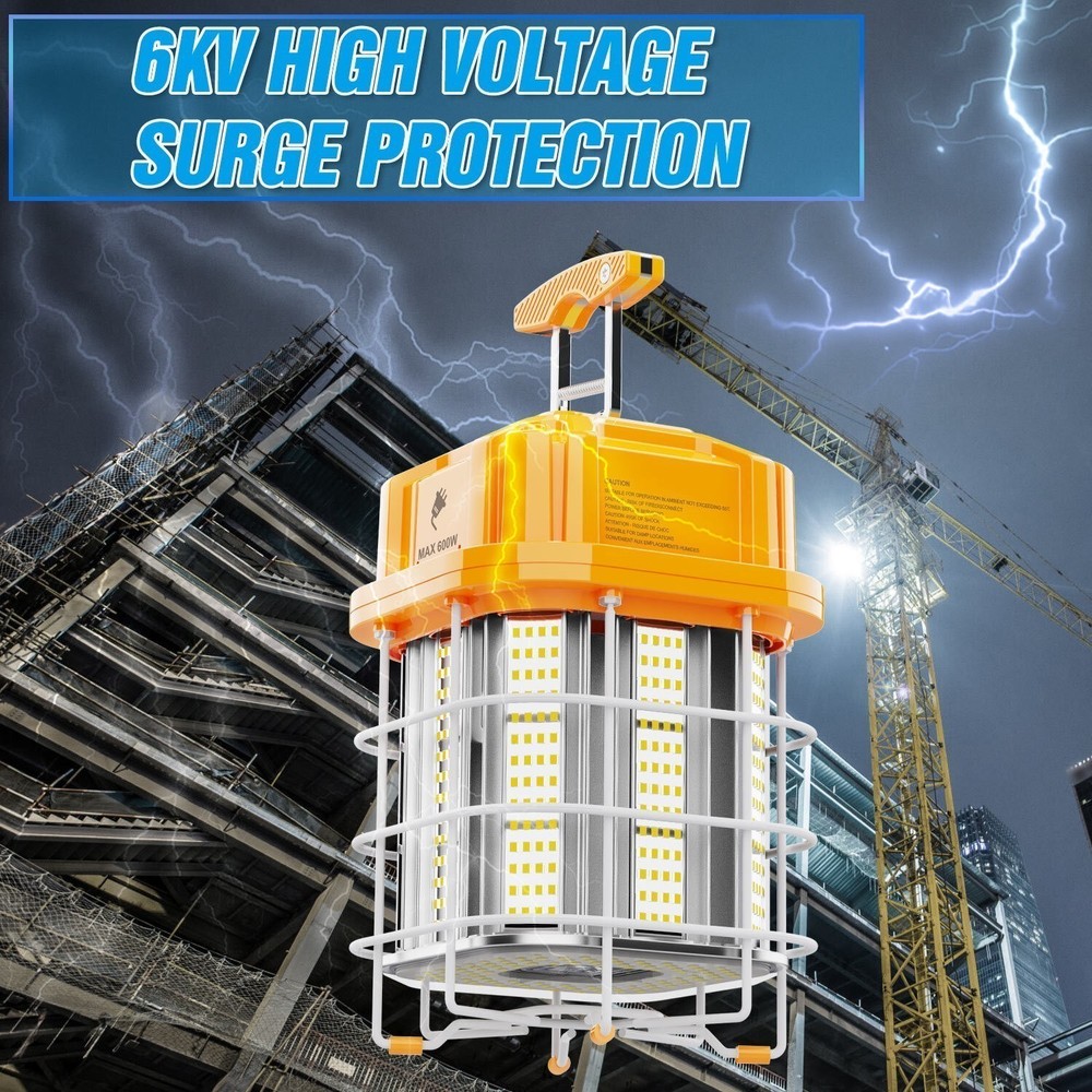 LED Temporary Work Light Linkable 100W 15000Lm Portable Work Lights 10FT Cable