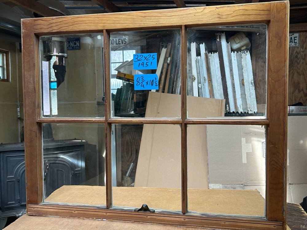 32 x 25 Vintage Window Sash  old 6 Pane  Frame 1951