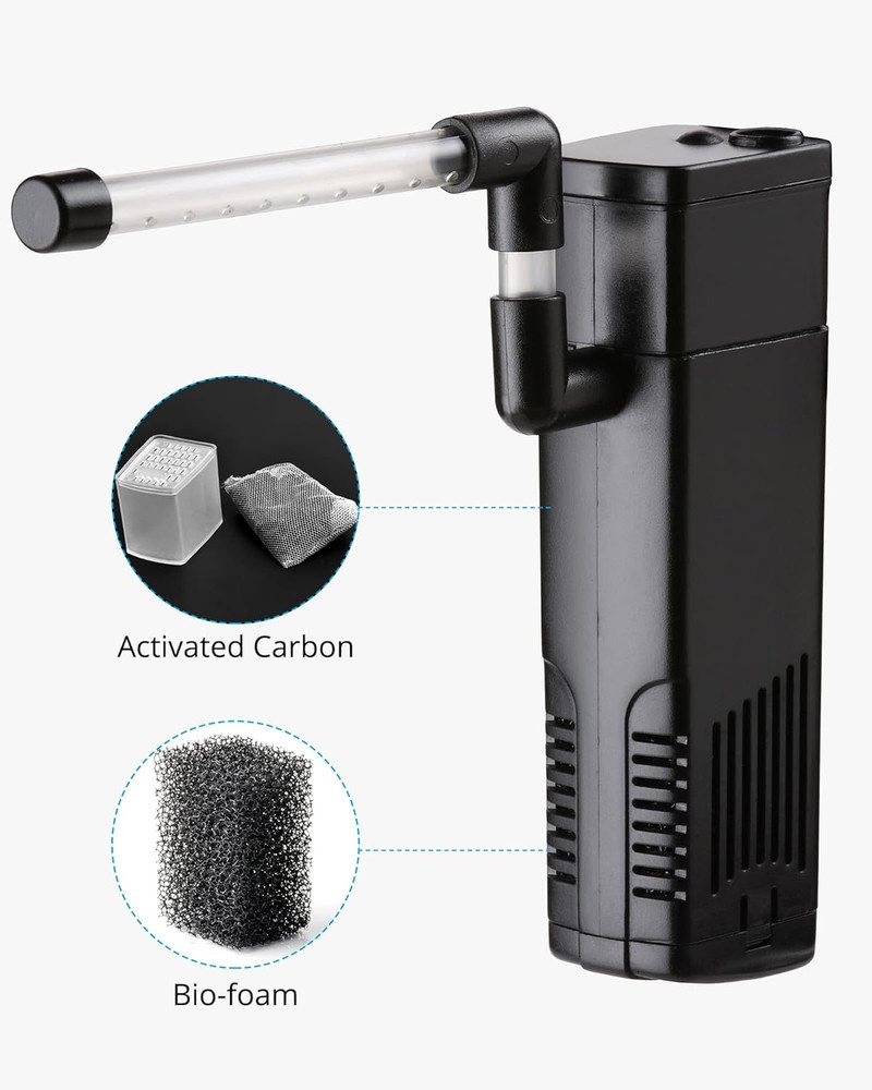 Aquarium Internal Filter, Submersible Power Filter with Multiple Function for Fi