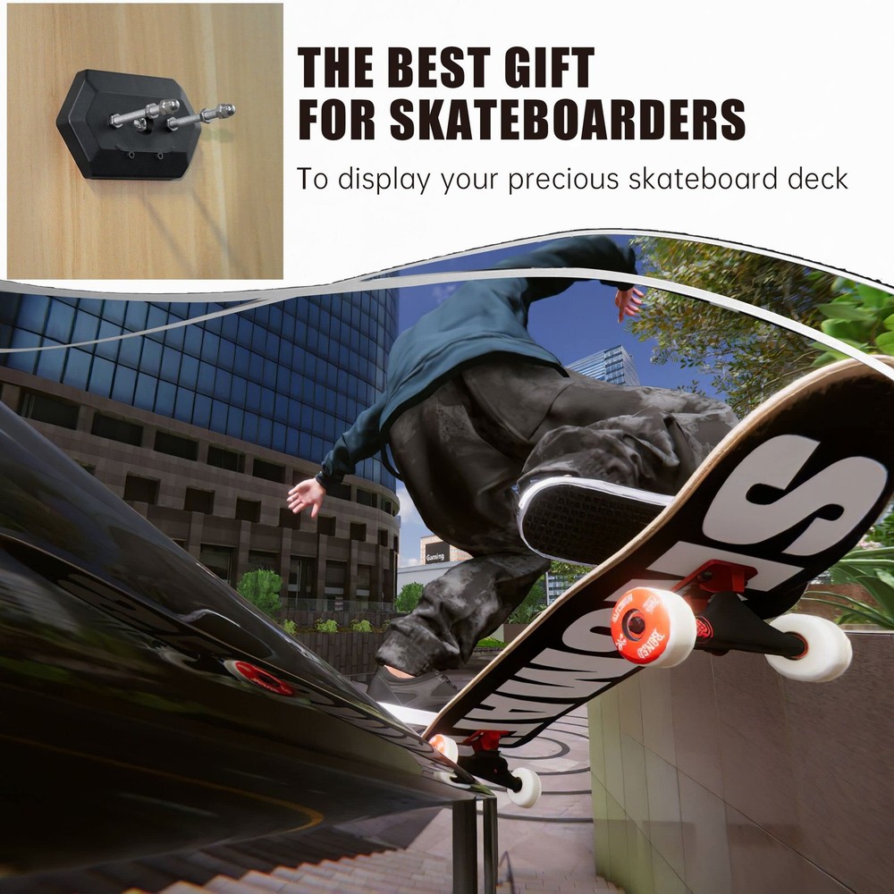 Hikeen Skateboard Wall Mount Hanger - Deck Display & Storage, Floating Effect