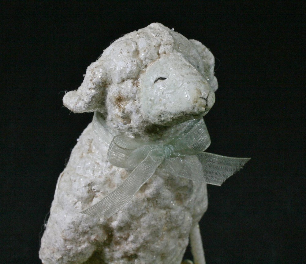 Mache Sheep Pushing Wheelbarrow Easter Spring Planter Or Candy Dish