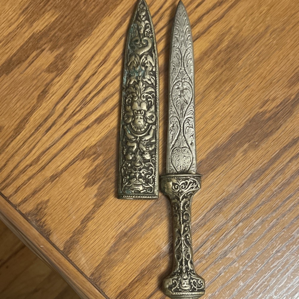 19th C Replica Silver Dagger Antique Grotesque