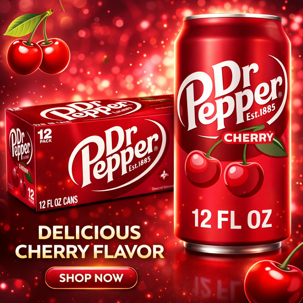 Dr Pepper Cherry Soda Pop, 12 fl oz, 12 Pack Cans