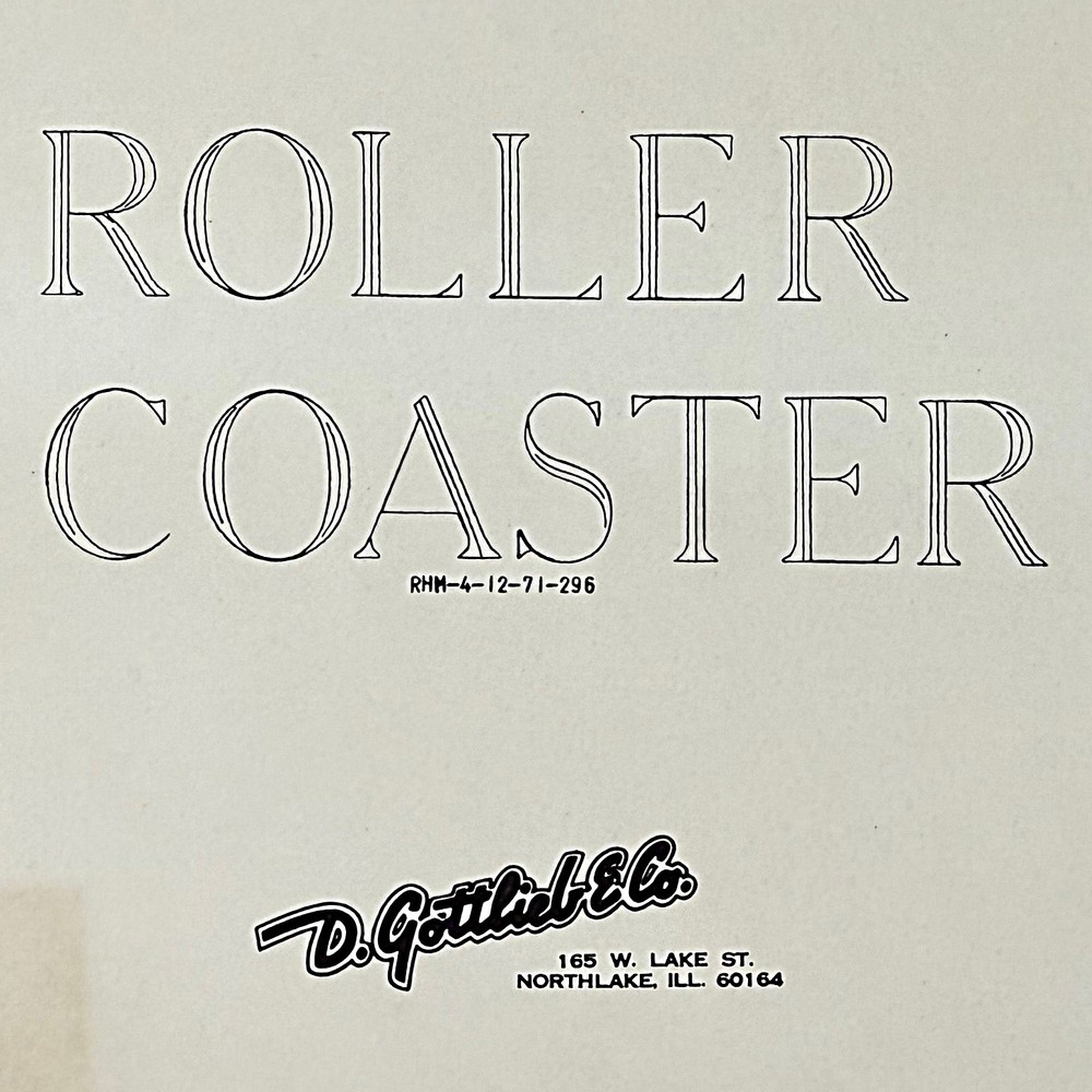 Gottlieb Roller Coaster Pinball Machine Game Manual Schematics ORIGINAL