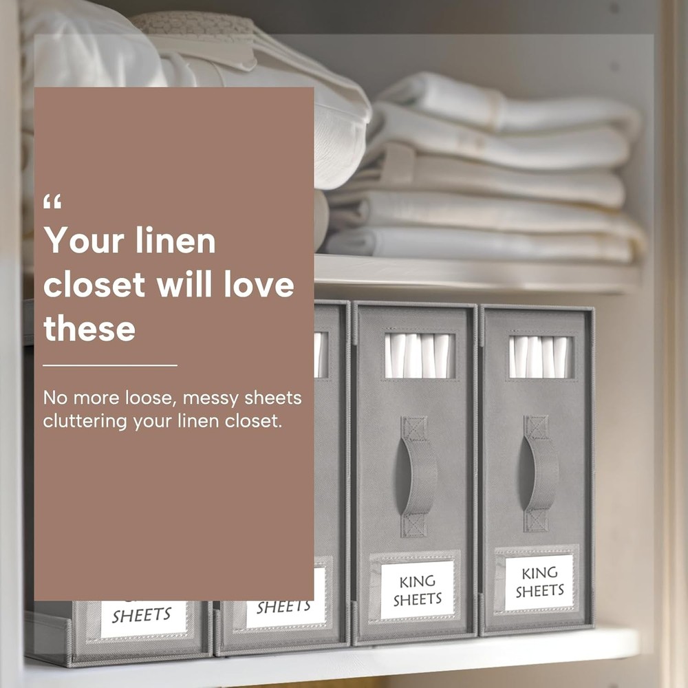 Bed Sheet Organizers & Storage 6 Pack Foldable Linen Closet Box