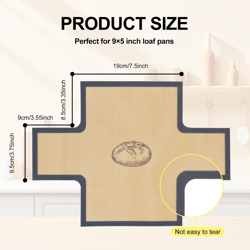 2 Pcs Thickened Silicone Bread loaf pan liners for baking bread 9x5，Silic