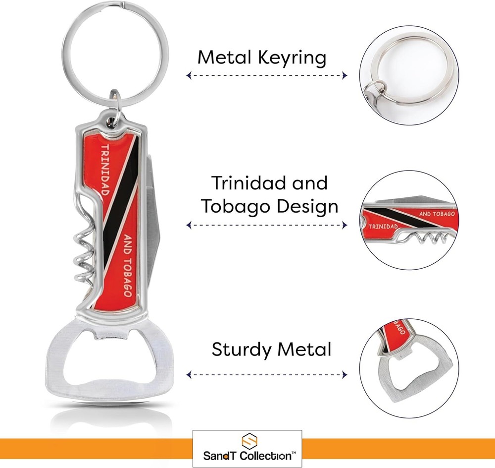 Multifunctional Bottle Opener Keychain Corkscrew Keychains-Carribean Countries